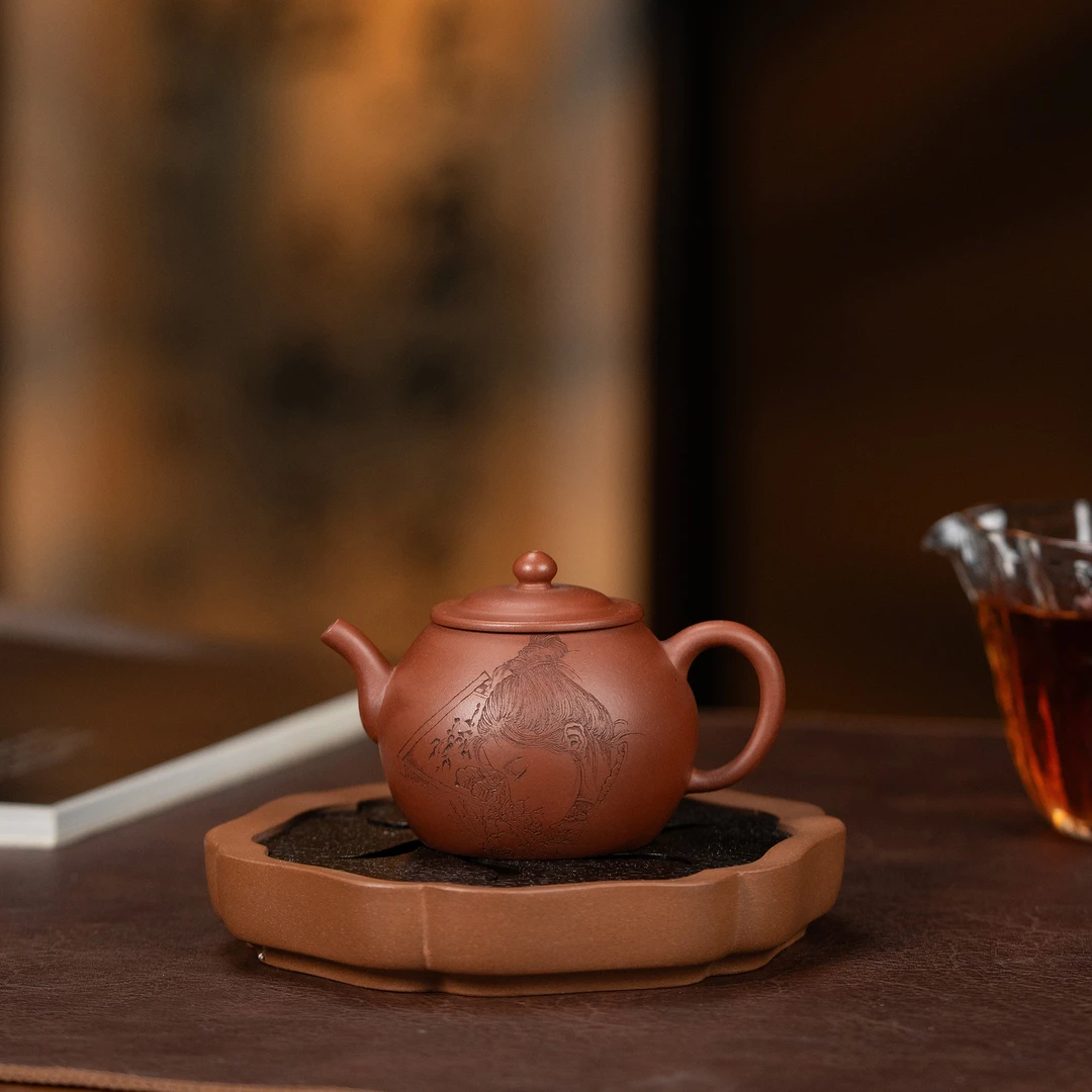 【利贞l顾盼神飞潘壶】原矿紫泥 约160cc 手工制作 紫砂壶茶具JJK