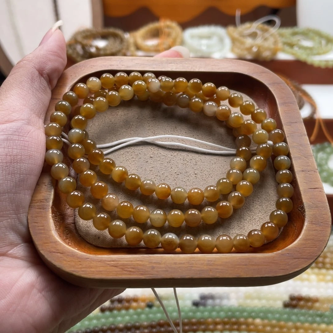 和田玉未镶嵌毛衣链珠串6mm