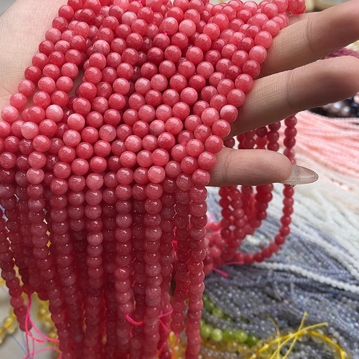 玛瑙/玉髓珠宝半成品未镶嵌一条6mm红纹石