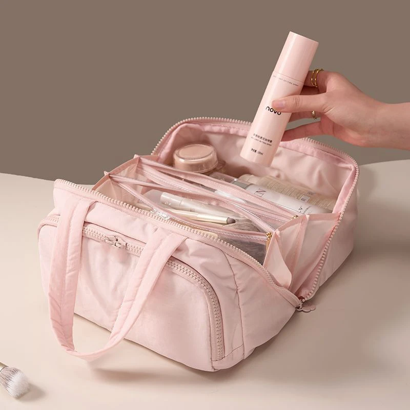 化妆包大容量外出便携手提袋化妆品收纳包旅行收纳大开口洗漱包女