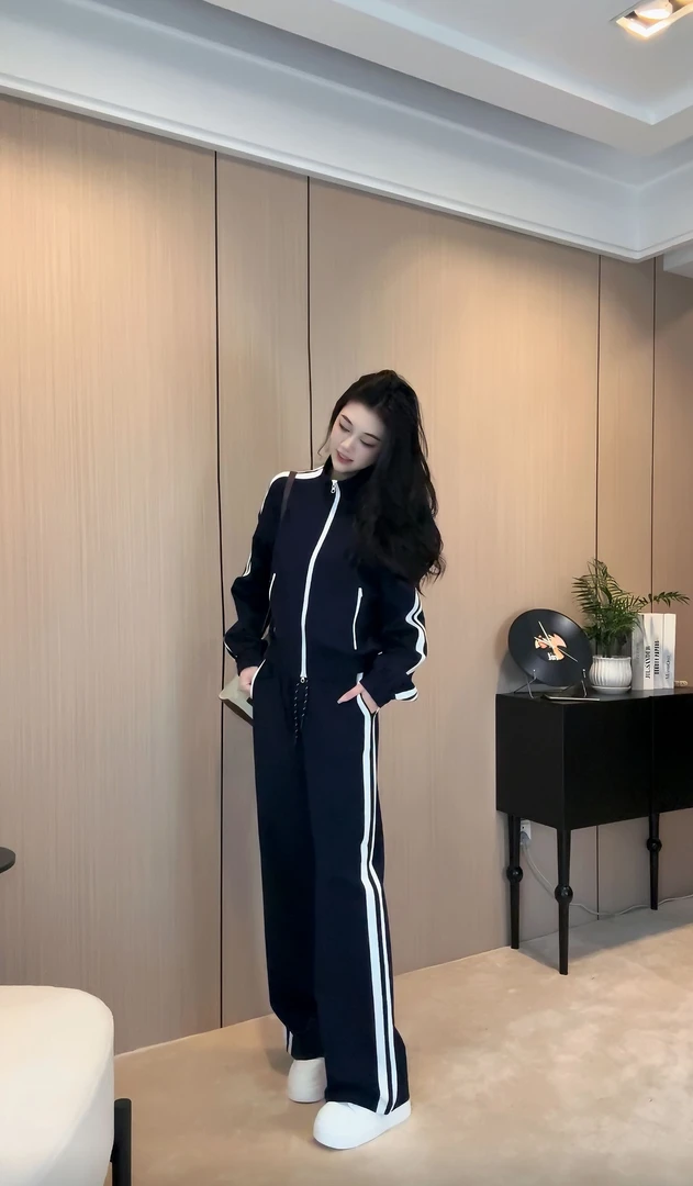 【XINXIN定制】25年新款高个子秋季撞色条纹显瘦运动套装CF-S6076