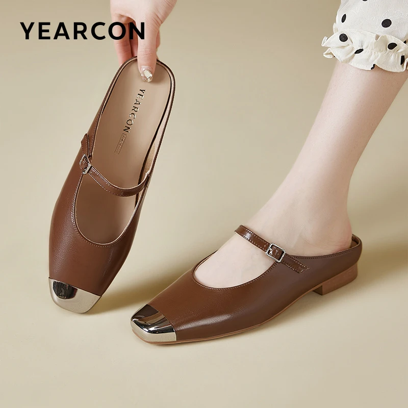 意尔康穆勒鞋女外穿2025新款夏时尚高级感玛丽珍半拖鞋银色凉拖鞋