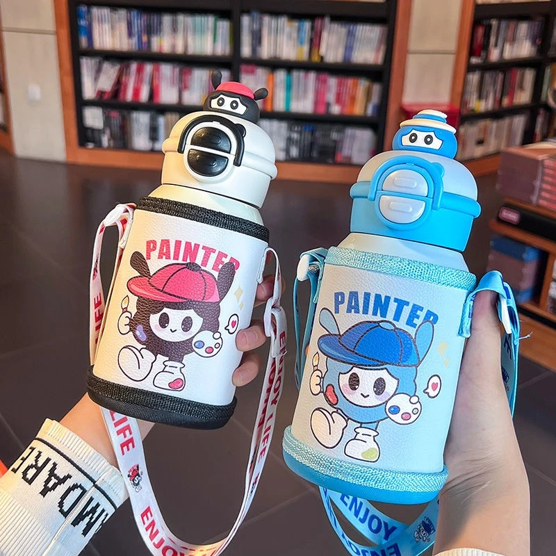 316不锈钢保温杯儿童水杯可爱高颜值吸管杯学生专用杯子户外便捷h