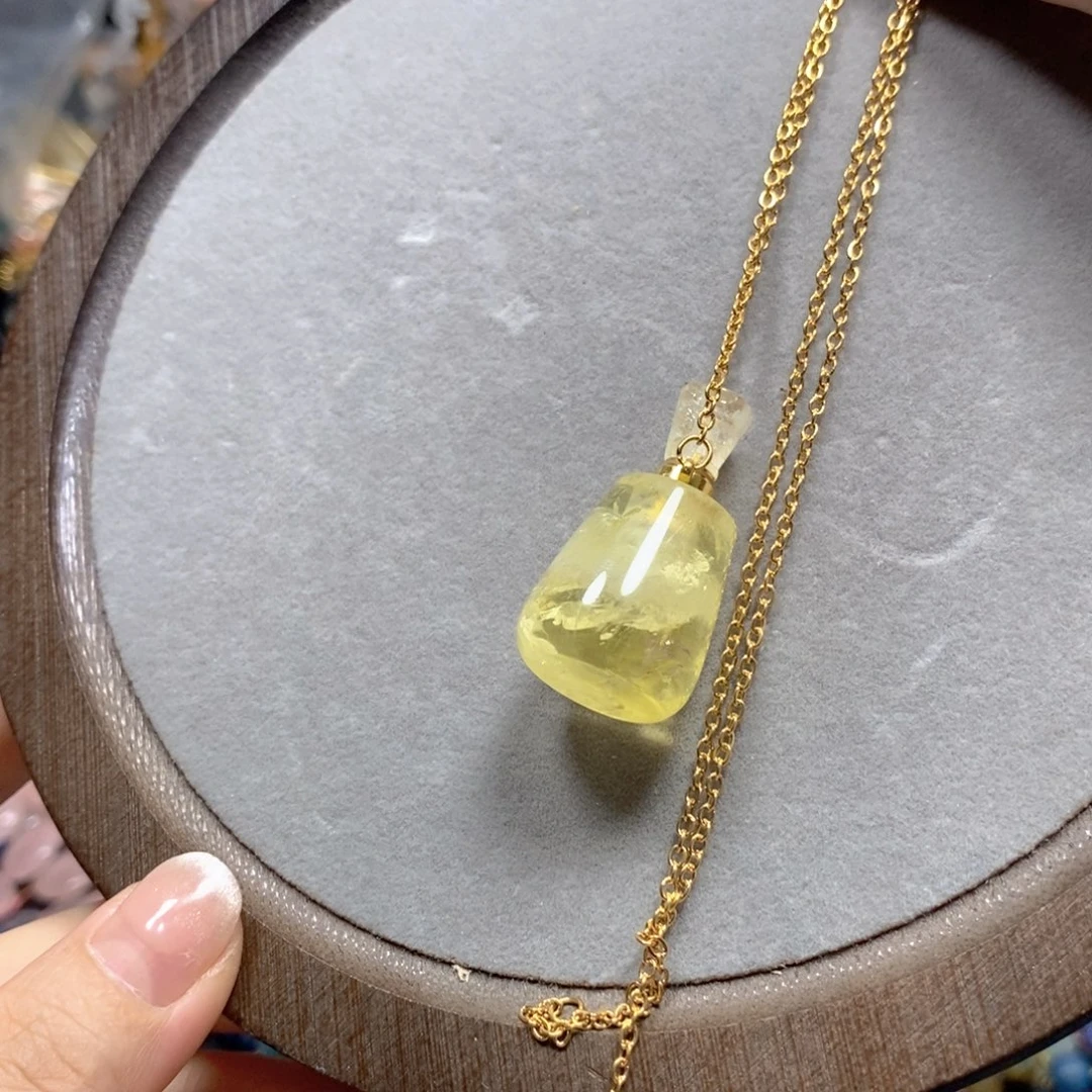 玛瑙/玉髓合金珠宝半成品柠檬黄水晶香水瓶一个