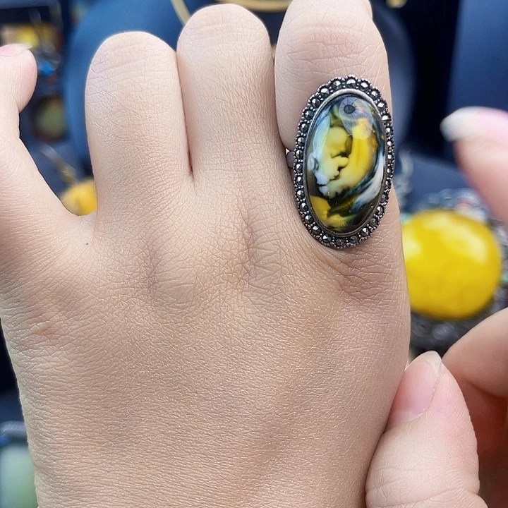 琥珀银S925镶嵌裸石