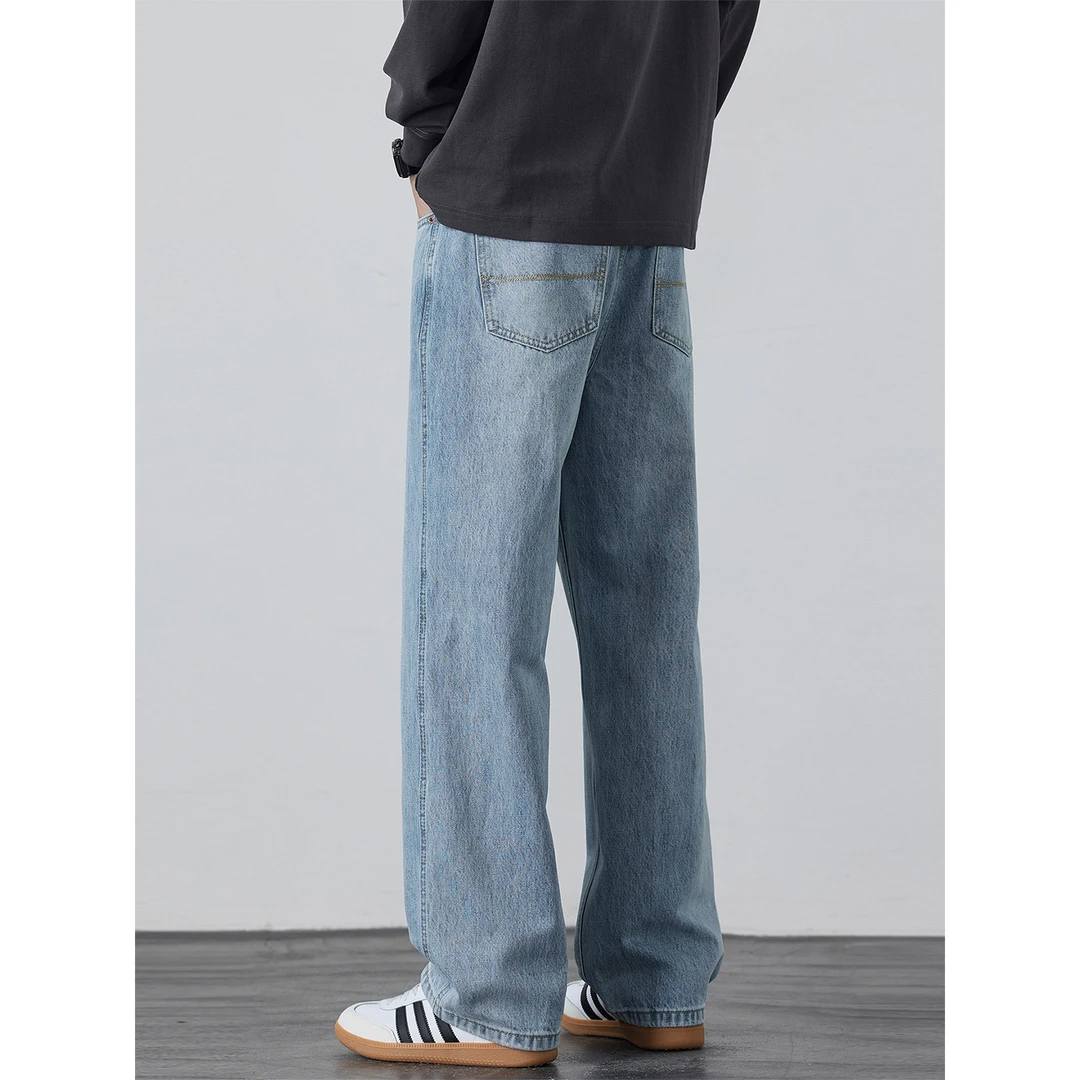 Kuvine2025秋季高街潮牌cleanfit垂感宽松直筒百搭休闲牛仔裤男款