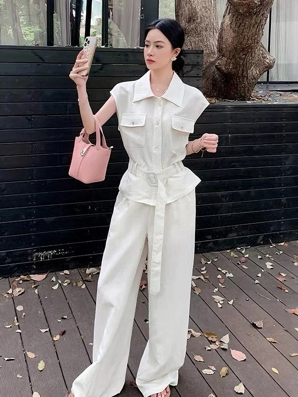 【A76】#无袖上衣+休闲裤【套装】