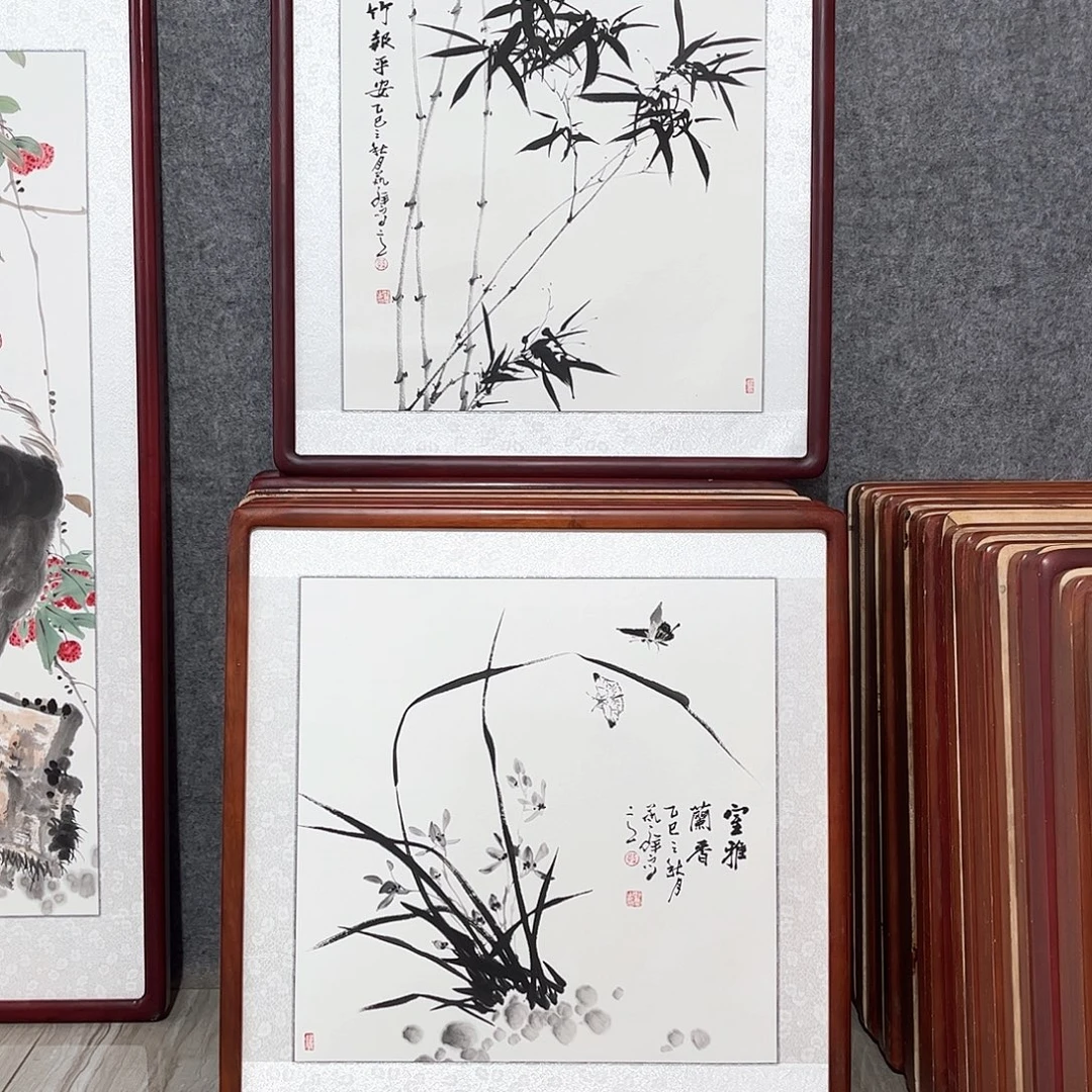 国画书画作品带框63×63