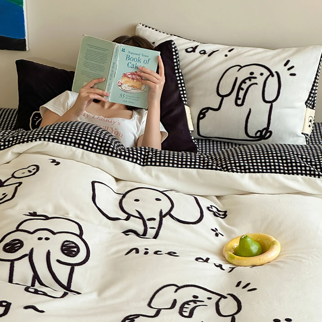 A类牛奶绒四件套冬季加厚珊瑚法兰绒被套床单家用床上用品三件套4