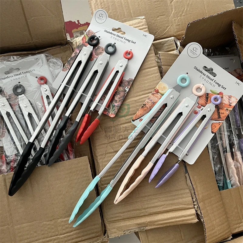 3个装 高品质耐高温硅胶夹子食物夹牛排夹面包夹