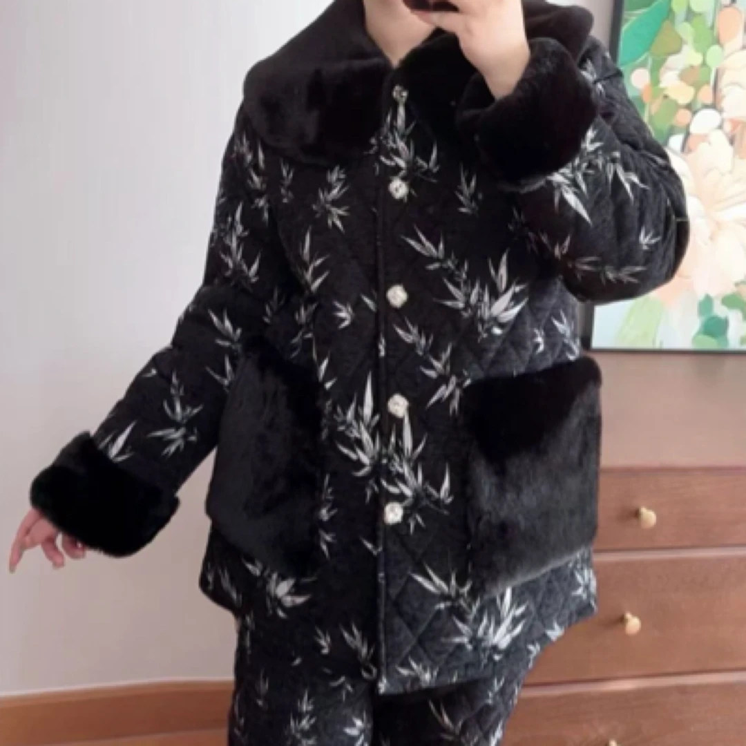 邑夏公主三层加厚大毛领可外穿高端家居服