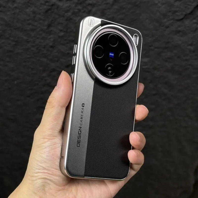 适用vivoX200Pro素皮电镀双拼手机壳商务男防摔相机设计