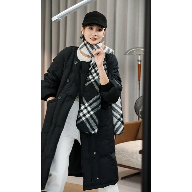 美洋MEIYANG 收藏夹鹅绒服 150+可拆卸连帽假两件中长款羽绒外套