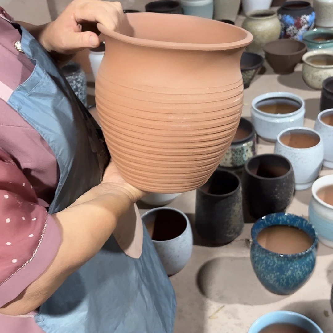 紫砂花盆口21高23