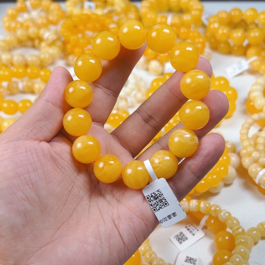手串琥珀未镶嵌焦皮橘黄34.3HH