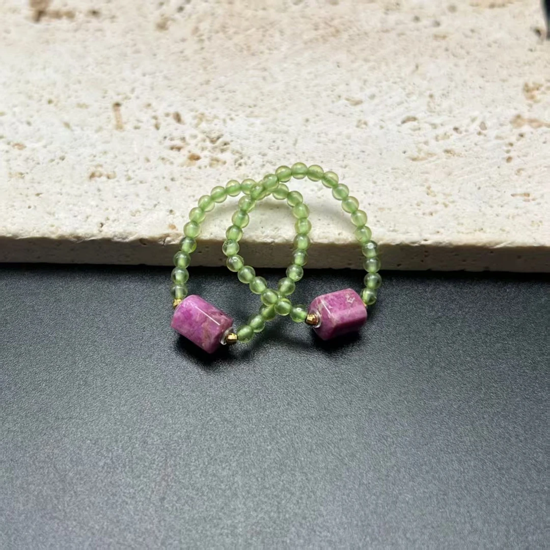 【北野珠宝】天然舒俱来樱花粉戒指-B145H-146多样性发一5mm