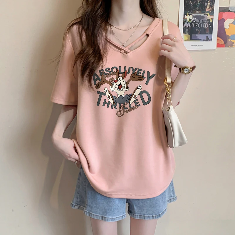 145-150小个子高腰短袖T恤女夏季新款爆款宽松洋气纯棉正肩上衣潮