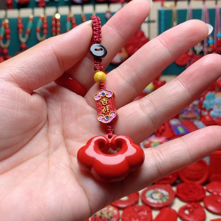 天然辰砂工艺品朱砂钥匙扣