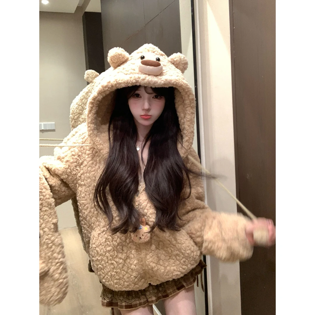 瑞茜·威瑟斯 小熊奶龙 秋冬甜美可爱小众加厚毛呢外套R2199-1L