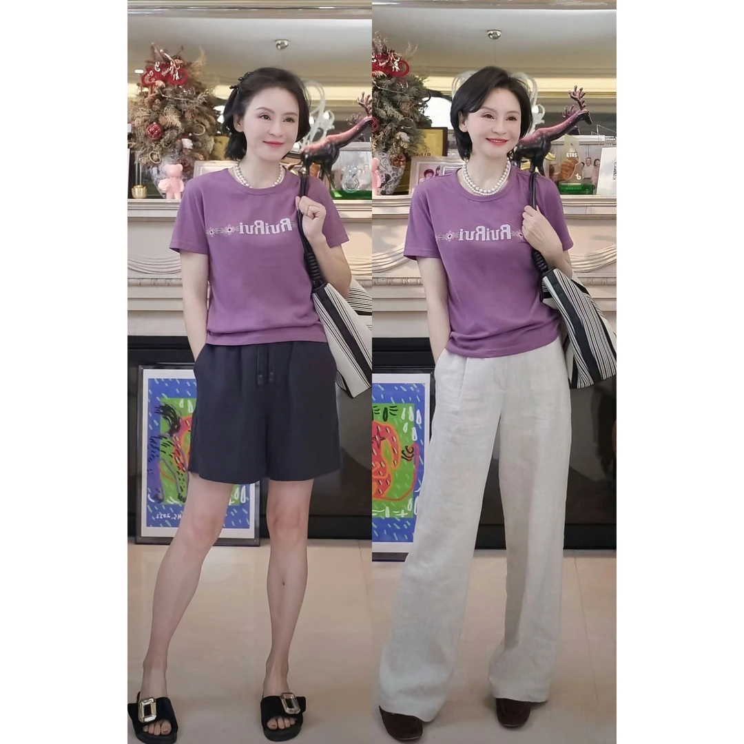 我是摩羯 夜来香 永迈棉万针十字绣花休闲百搭夏圆领短袖T恤