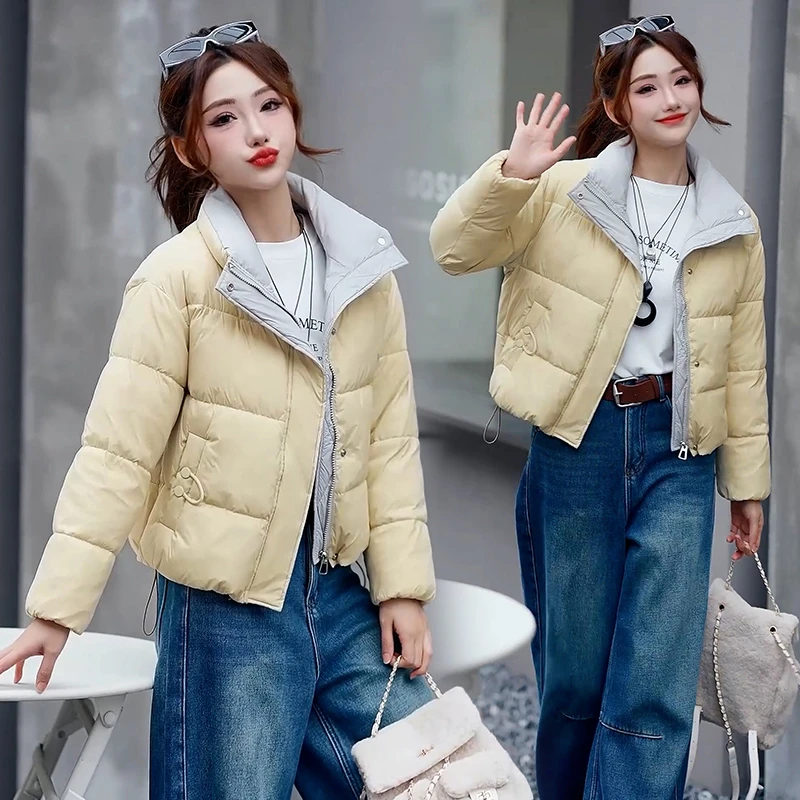 休闲风时尚立领棉服女2025冬季新款小个子宽松百搭加厚保暖短外套
