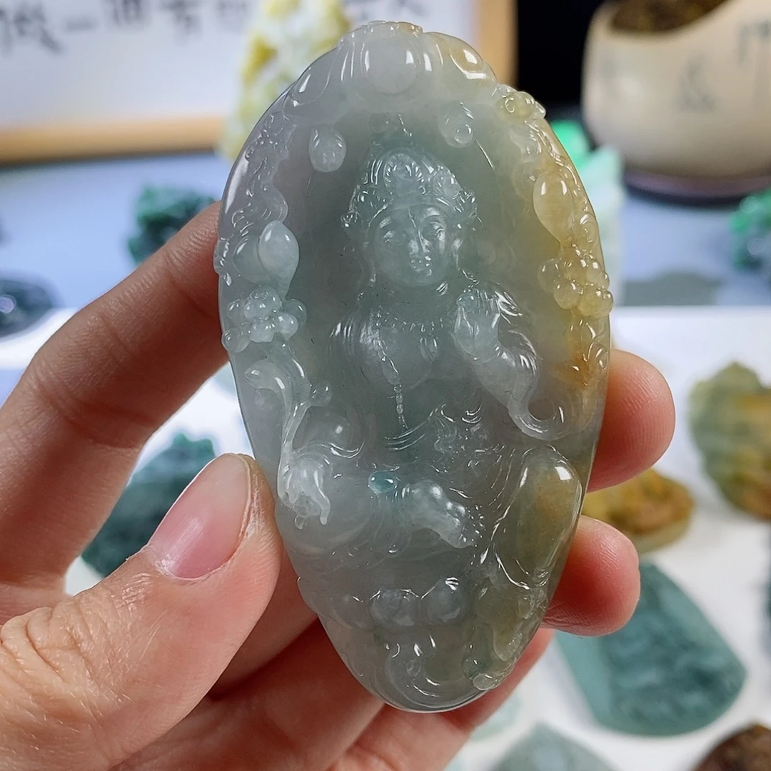 定制翡翠未镶嵌天然a货翡翠度母