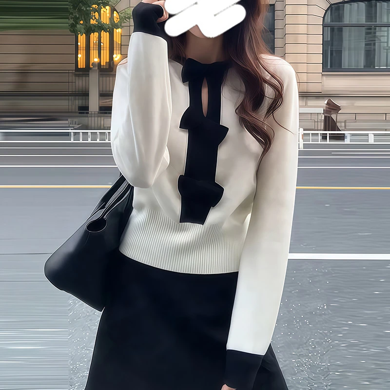 M832圆领秋冬时尚长袖针织衫2025新款百搭个性潮流女装上衣