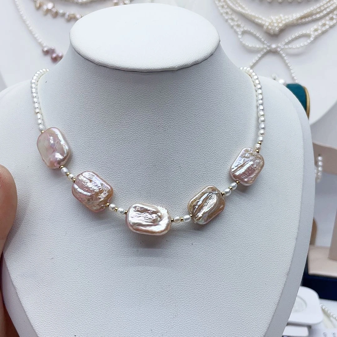 颈饰银S925镶嵌淡水珍珠