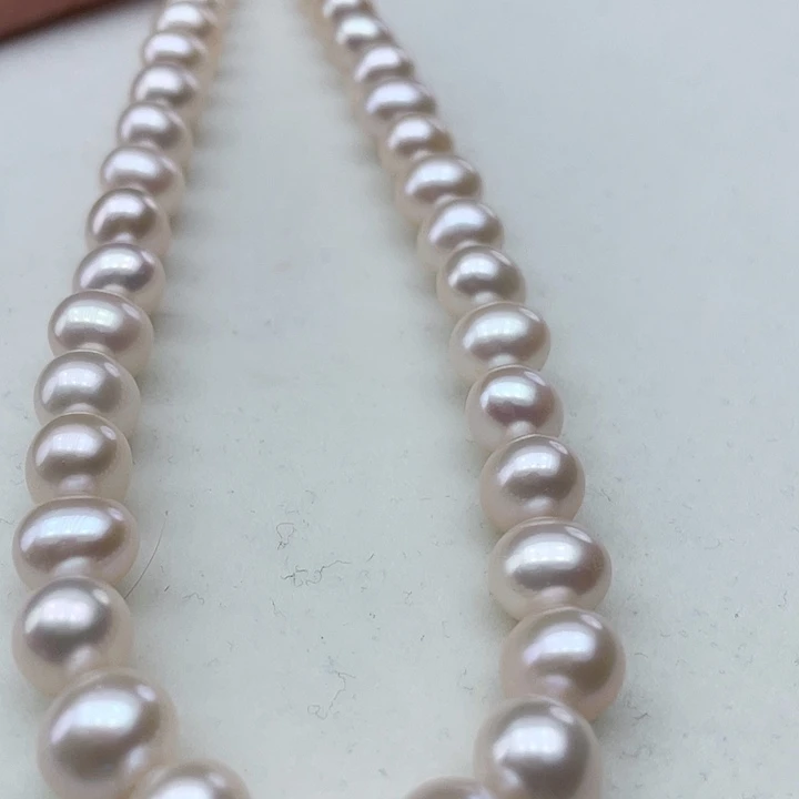 淡水珍珠颈饰银S925镶嵌卡9-10极光炫彩高品