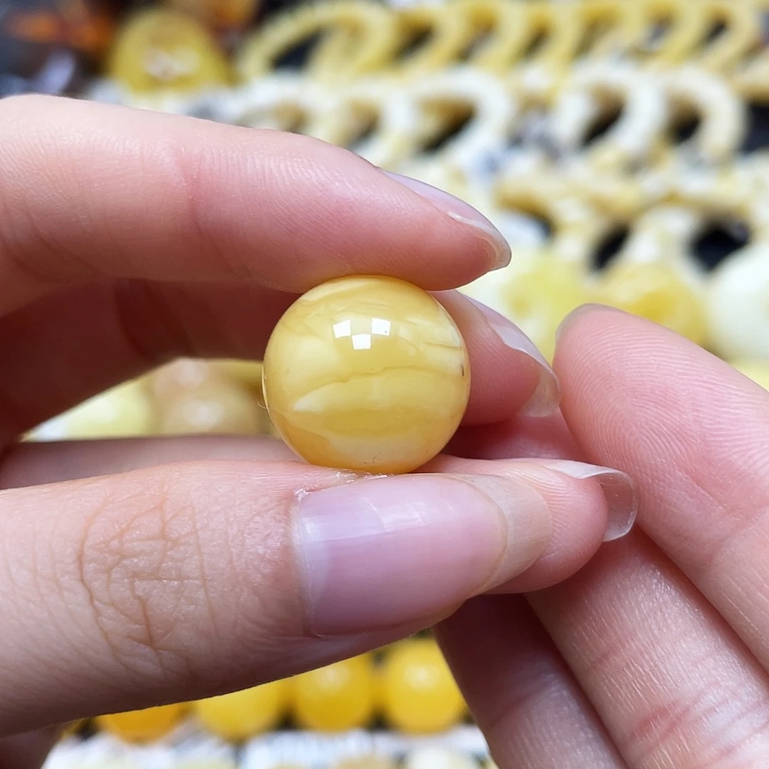 未镶嵌蜜蜡裸石圆珠16.7mm瑕