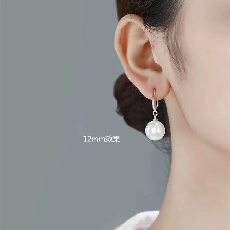 925银仿珍珠耳饰 强光白色仿珍珠耳环s925轻奢复古经典气质耳环女