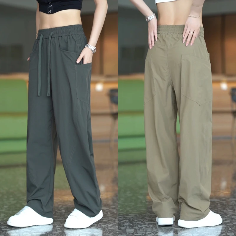 美式薄款休闲裤男款夏季时尚舒适透气运动长裤潮流宽松阔腿弯刀裤