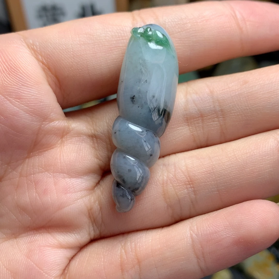 翡翠未镶嵌颈饰小海螺冰乌鸡飘花