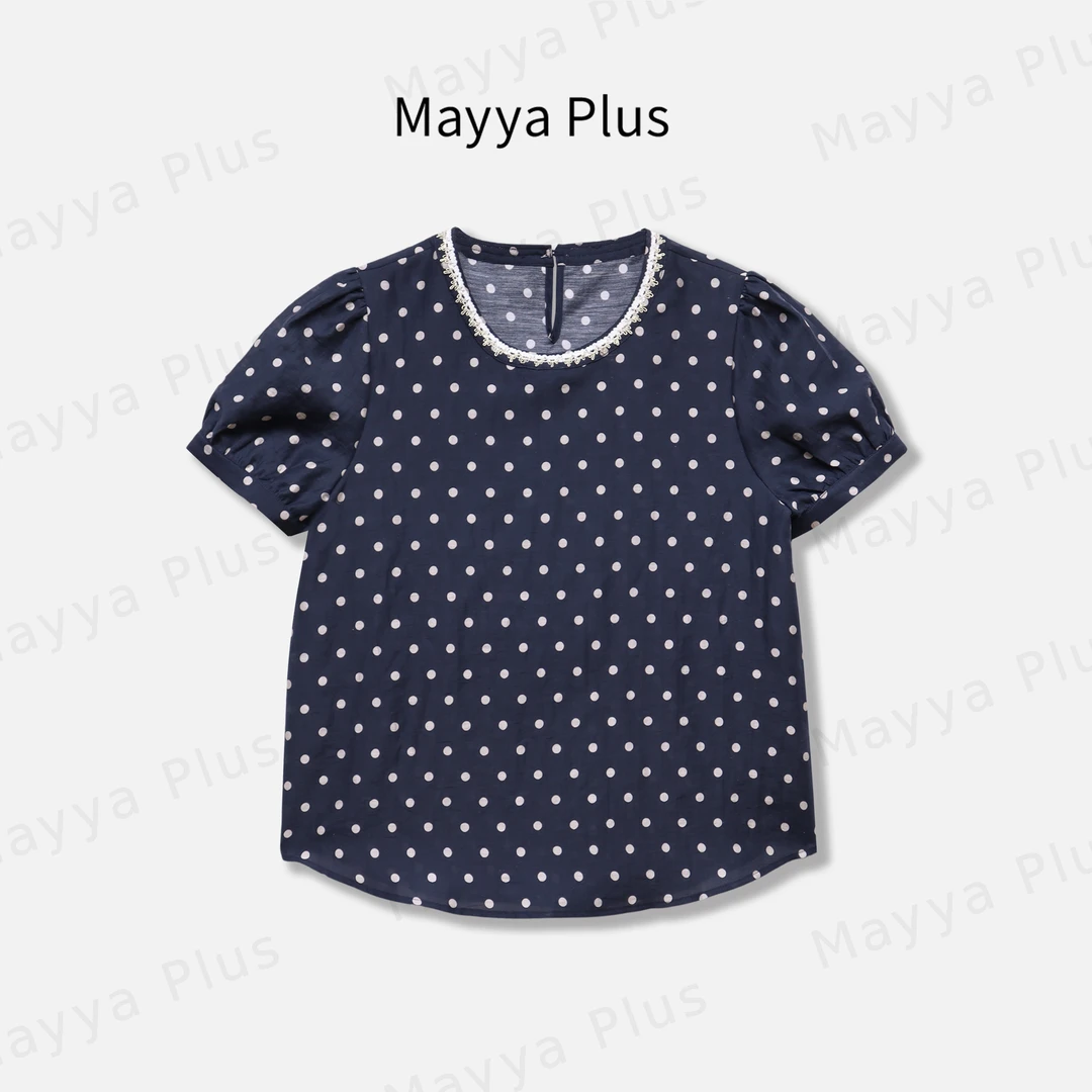 【盛夏波点】Mayya Plus麦芽定制圆领衬衫别致波点短袖小衫32526512