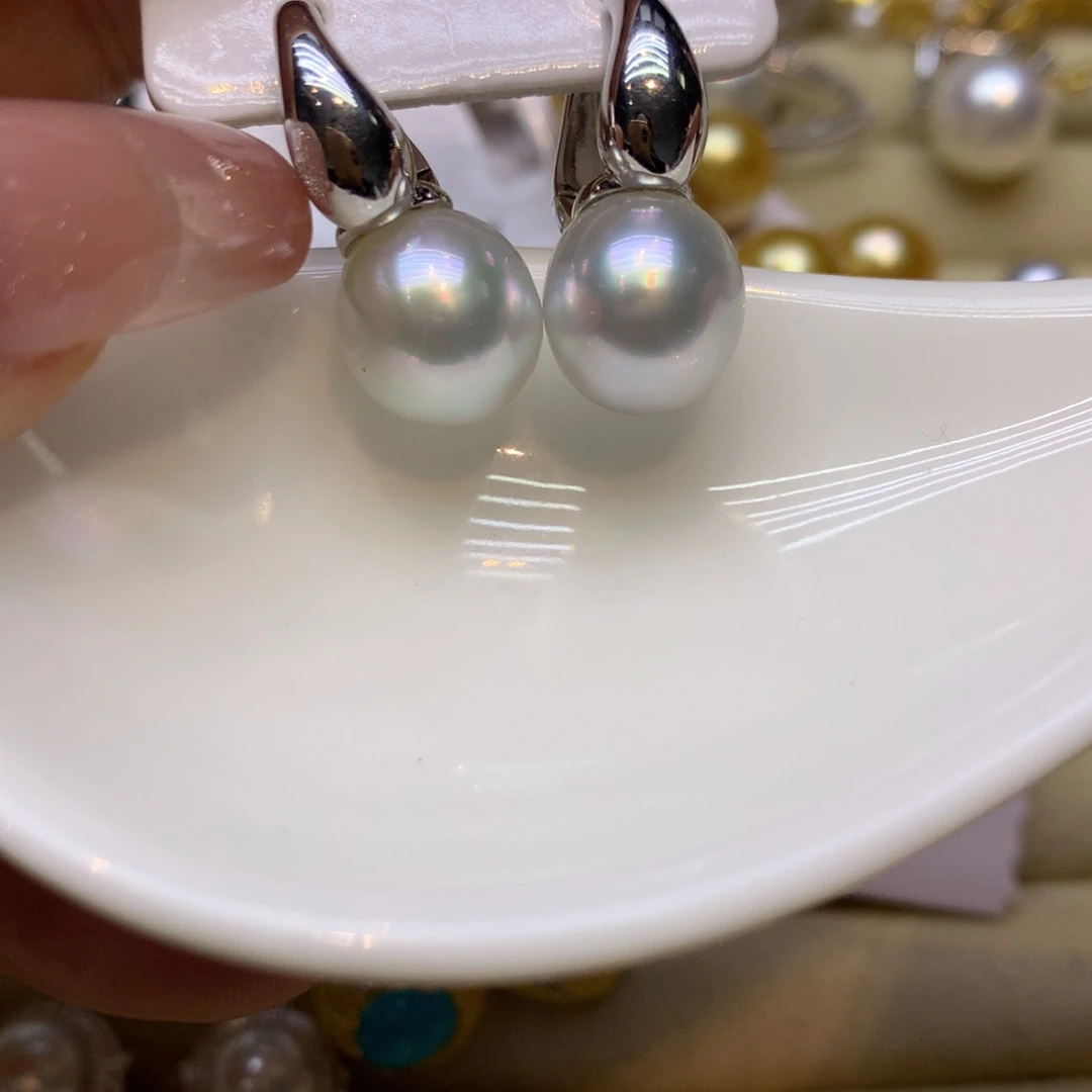 银S925镶嵌耳饰海水珍珠