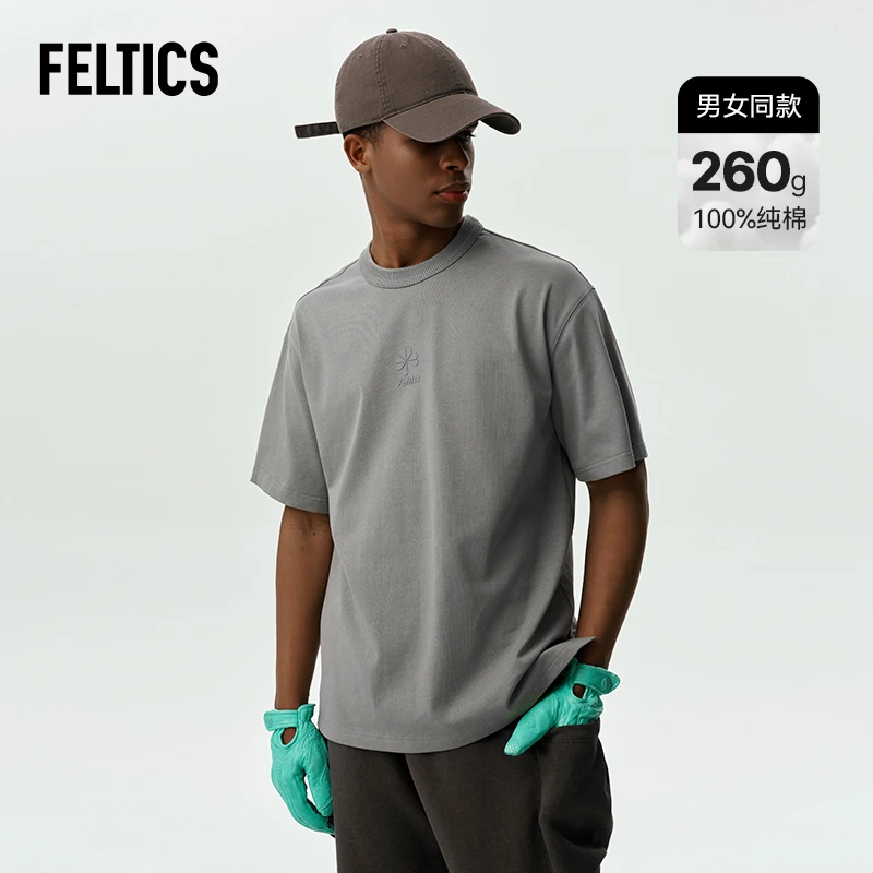 FELTICS短袖t恤简约重磅印花宽松春夏季情侣圆领潮流潮牌半袖