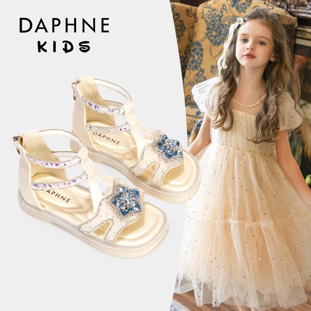 Daphne达芙妮水晶公主鞋2025夏季新款女童高颜值凉鞋女孩罗马鞋子