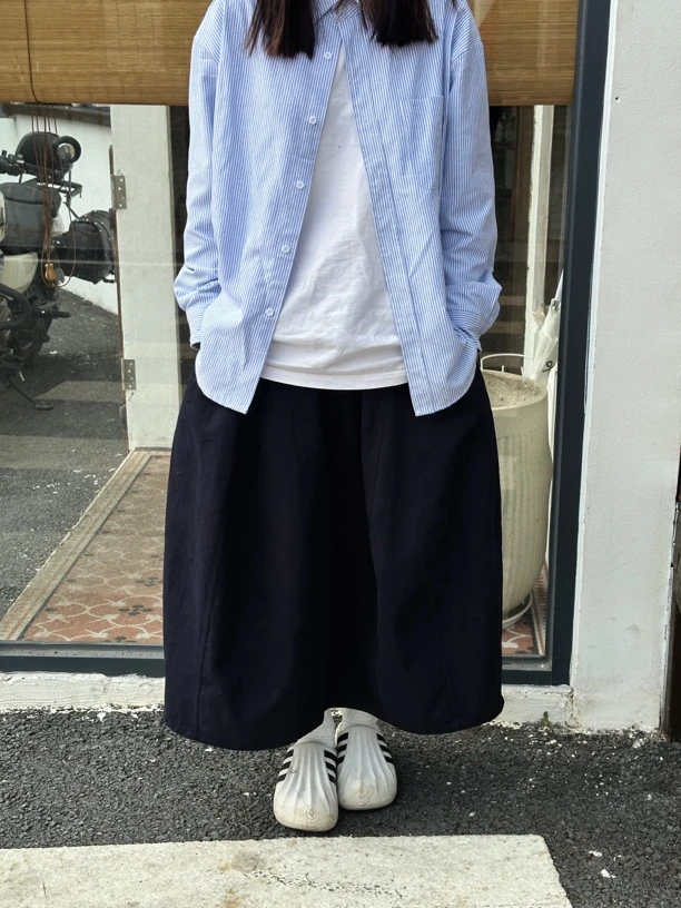 yeyeshop 纯棉洗水柔软松紧腰显瘦花苞半身裙春夏新款装饰工装裙