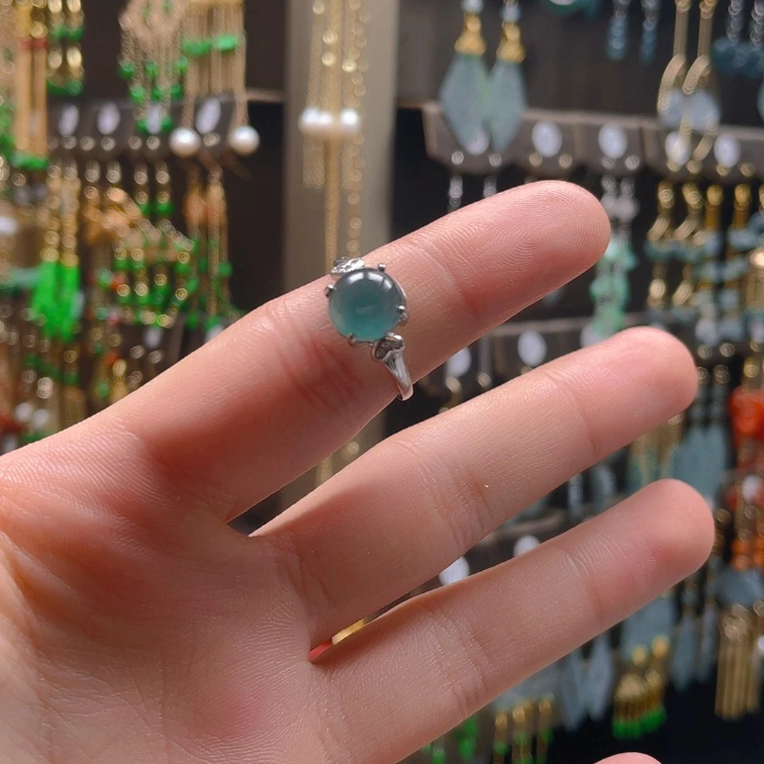 翡翠耳饰银S925镶嵌翡翠