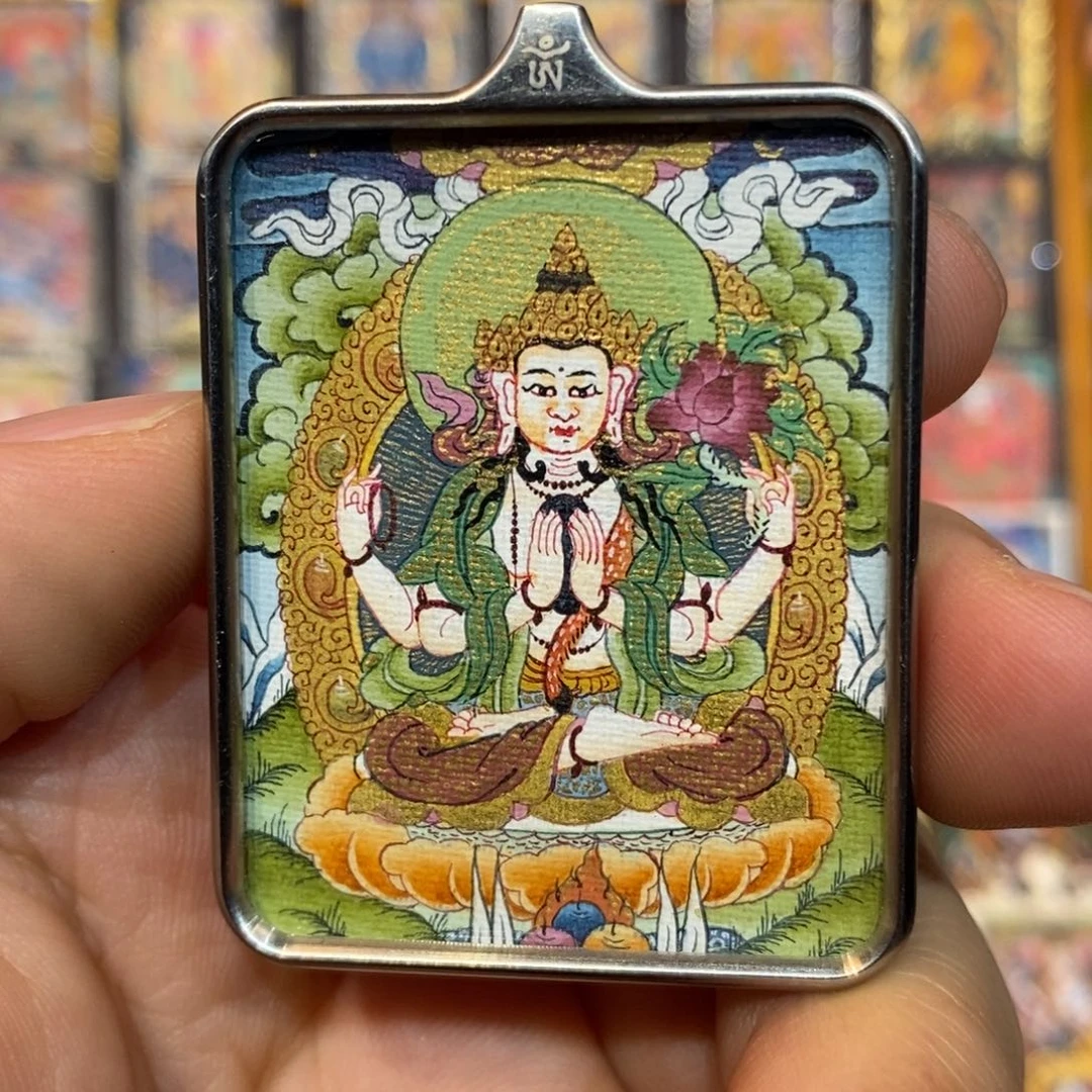 吊坠M****y开播特惠纯手绘四臂唐卡