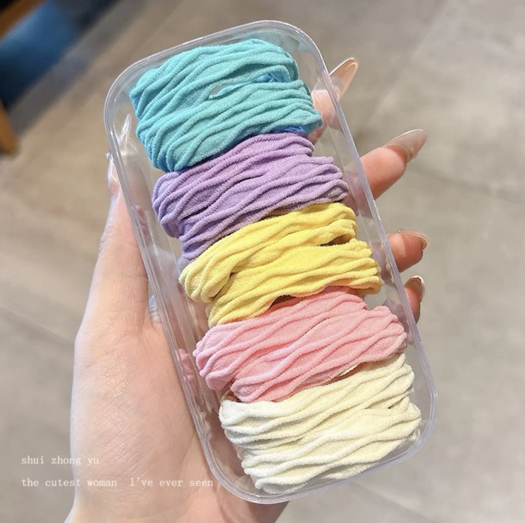 高弹力巨耐用高马尾盒装精品发绳皮筋扎发头绳2025新款彩色超柔软