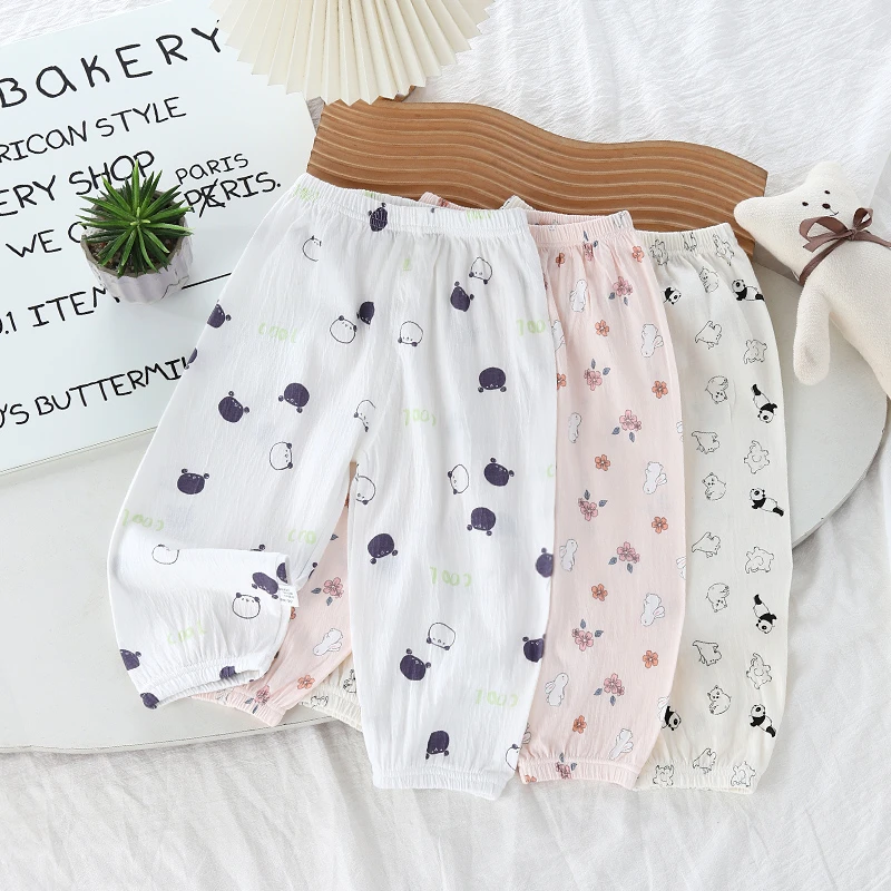 宝宝裤子夏季薄款纯棉a类男女儿童防蚊裤婴儿灯笼裤夏天空调长裤