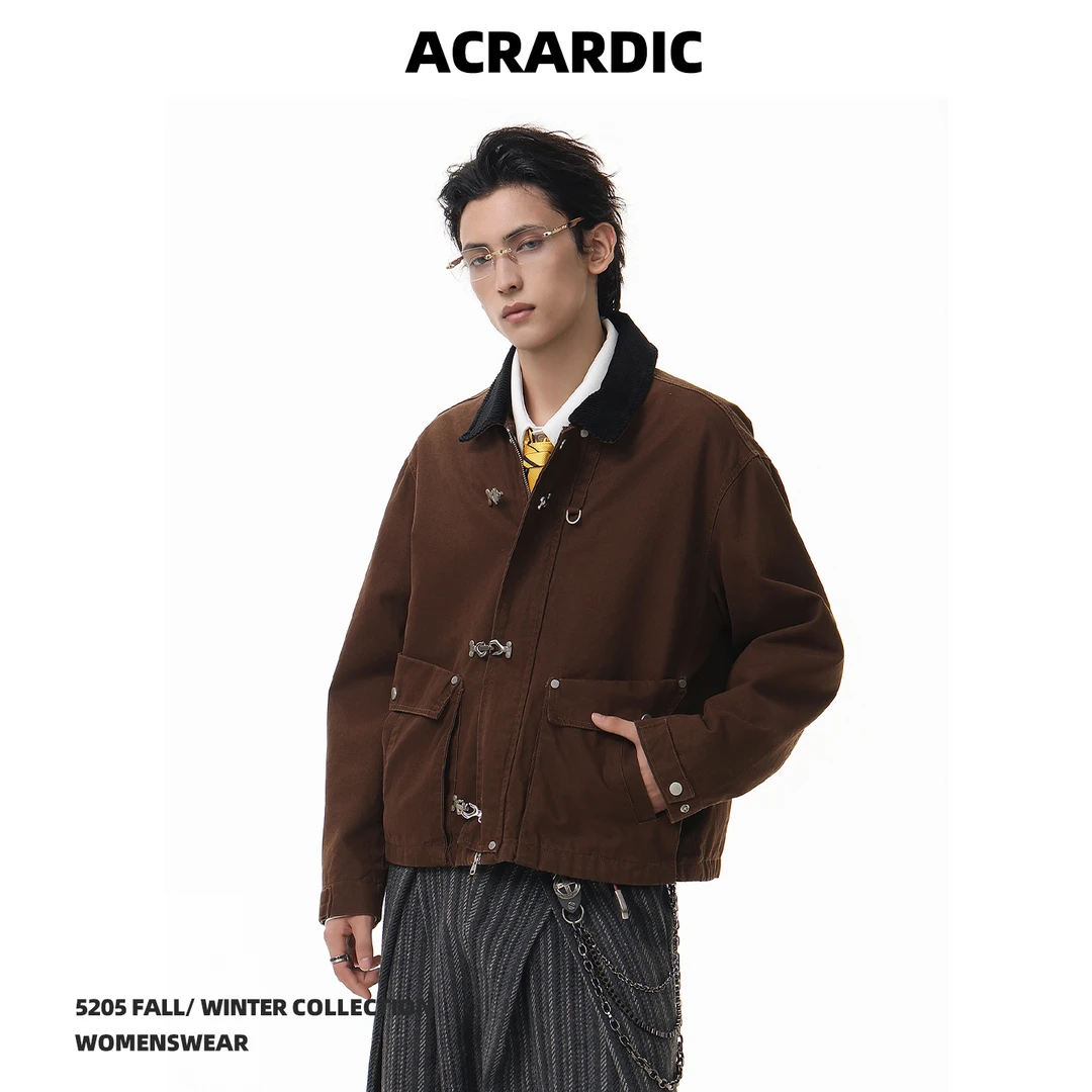 ACRARDIC美式设计感飞机扣短款外套男街头复古baggy休闲猎装夹克