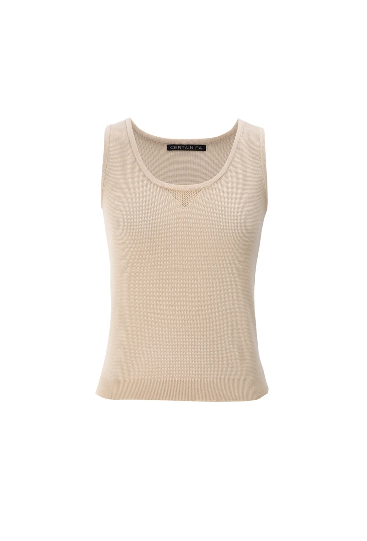 夏季通勤紧身透气百搭卡其色针织小背心M54BX42（0066）