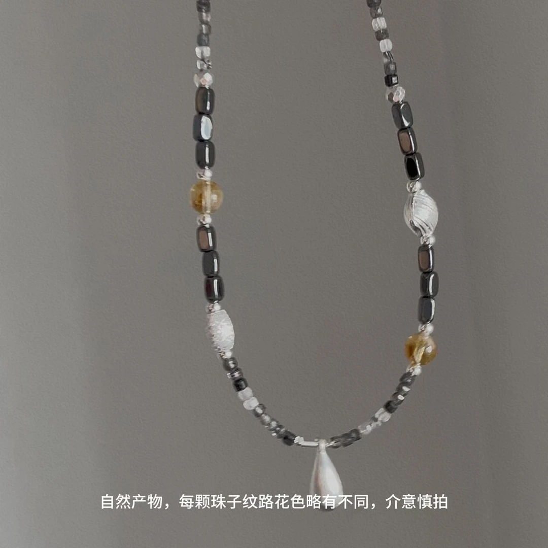 吊坠925银 JIUJIU【硕石】项链百搭精致时尚手工设计感ins风0602