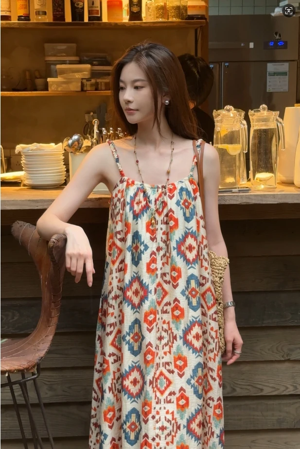 小众设计感度假风甜美吊带连衣裙 YL-TT-V432