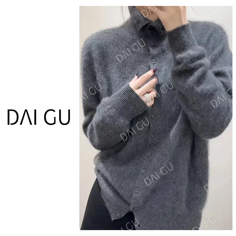 【石墨灰】加厚纯羊毛拉绒优雅气质保暖毛衣女新款B3761