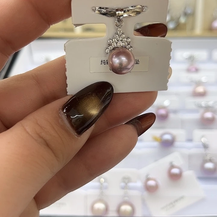 耳饰银S925镶嵌淡水珍珠