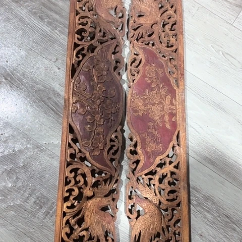 风车木（黑檀木）老木雕老人物花板