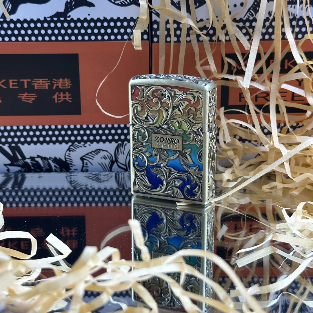 佐罗创意防风打火机青铜夜光七彩唐草设计男士礼物复古